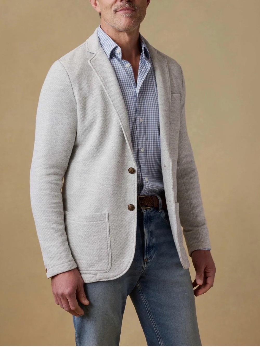 Faherty Heather Light Gray Knit Blazer